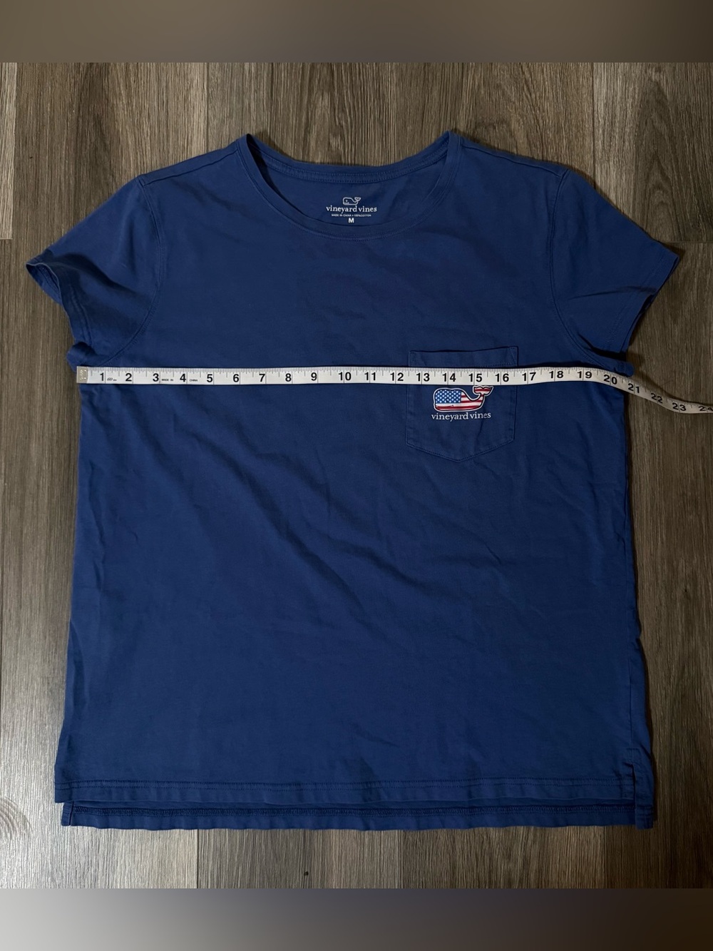 Vineyard Vines Blue American Flag Whale Short-Sleeve Pocket T-Shirt Size Medium